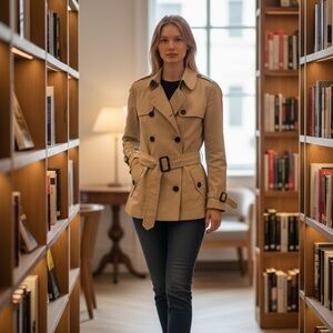 Burberry Brit Women’s Double Breasted Trench Coat Beige Size Size US 14